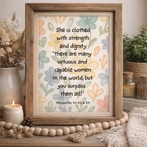 Mother's Day | Christian Digital Download Wall Art | Proverbs 31:25, 29