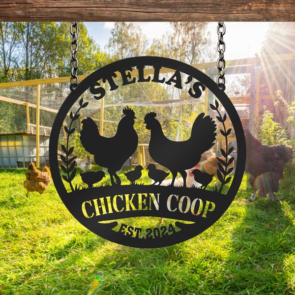 Custom Chicken Farm Metal Sign, Chicken Coop Sign, Personalized Chicken Metal Sign, Hen house Sign, Farm Decor, Barn Decor, Farmhouse Decor