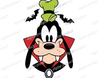 Goofy Halloween PNG, Vampire Red Cape, Spooky Bats (Digital Download)