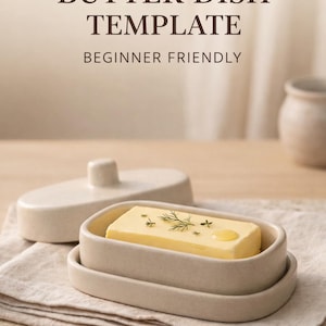 Butter Dish Template Printable for Pottery, Slab Building Pattern PDF, Beginner Ceramic Project, DIY Clay Butter Dish Guide