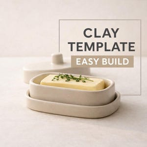 Butter Dish Template Printable Pottery Pattern DIY Clay Slab Building Ceramic Template PDF Instant Download Guide