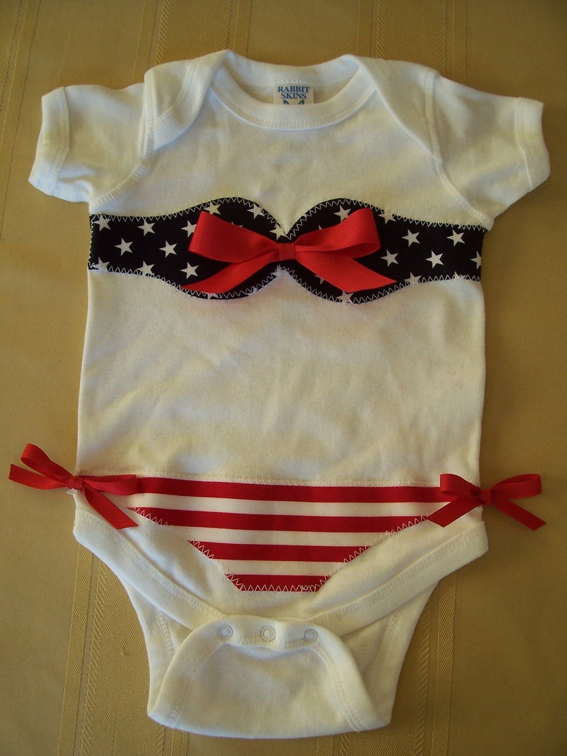 Ready To Ship Patriotic 4th of July Bikini Onesie Flower Hair Etsy