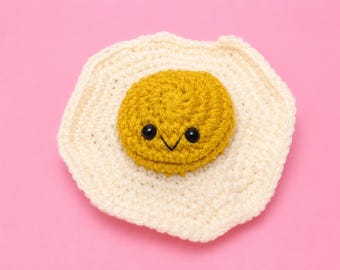 Peluche oeuf au plat fait main au crochet