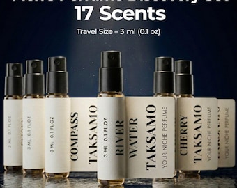 Men’s Sample Set - 17 Niche Fragrances 3ml. Handmade Artisan Perfume. Luxury discovery set for him. Signature Scents Tester Box