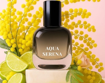 AQUA SERENA artisan perfume - exclusive small batch niche fragrance, Fresh Citrus & Green Tea, luxury unisex long lasting Eau de Parfum