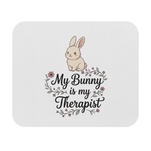 Cute Bunny Mouse Pad Rectangle | Bunny Lover Gift Desk Mat | Aesthetic Rabbit Office Decor | Computer Mousepad for Desk Accessories