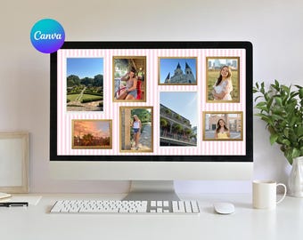 Frame Laptop Wallpaper Template | Canva Editable Desktop Background  | (Digital Download Only) | Girly Christian Aesthetic | Pink & Blue