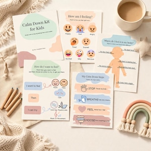 Kit per calmarsi per bambini (stampabile) / Tabella delle emozioni / Attività di regolazione emotiva / Strumento per il comportamento di bambini piccoli e in età prescolare / Adatto a bambini con ADHD