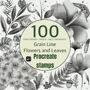 Texture a linee di grana per Procreate: fiori, foglie, font (download digitale)