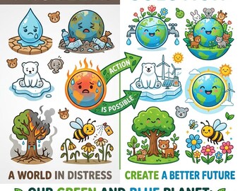 Weltumwelttag PNG-Bundle | Eco-Problematik-Lösung Designs | Rettet die Erde Kinder Kunst | Helle 1: 1 Sublimation PNG | Digitaler Download