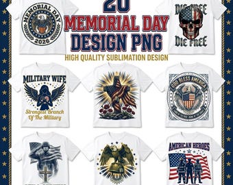 Vaterländischer Adler Amerikanische Flagge Militär-Gedenktag PNG Bundle (20 Designs) (Digitaler Download)