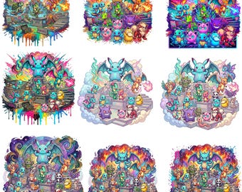 Fantasy Kreatur PNG Bündel | Anime Monster Clipart, Sublimationsdesign (digitaler Download)