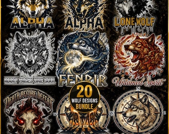 Abstract Geometric Wolf PNG Bundle: Alpha, Fenrir, Lone Wolf Designs (Digital Download)