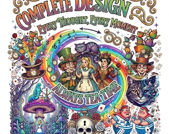 Alice im Wunderland PNG Bundle: Grinsekatze, verrückte Hutmacherin, Sublimationsdesign (Digitaler Download)