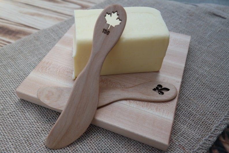 Laser Cut logo knife Wooden butter knife Quebec butter Etsy