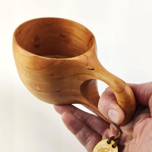 300ml Cherry wood Kuksa / Nordic style wooden cup / Scandinavian style wooden cup / Tea cup / Travel cup / Wooden mug