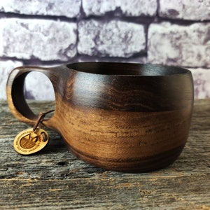 300ml Black Walnut Kuksa / Nordic style wooden cup / Scandinavian style wooden cup / Tea cup / Travel cup / Wooden mug