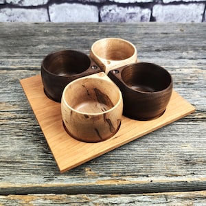 Set of 4 Espresso cups / Family pack Kuksas / Nordic wooden cup / Scandinavian wooden cup / Wooden tea cup / Travel cup