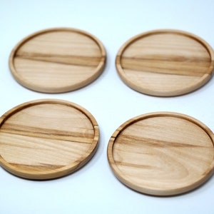 CANADA: TAX INCLUDED / Set of wooden coasters Wooden Mug Coaster and Lid Minimalist wooden coaster Set of four image 2