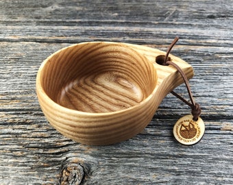 Ash wood Kuksa / Nordic wooden cup / Scandinavian wooden cup / Wooden tea cup / Travel cup / Espresso cup