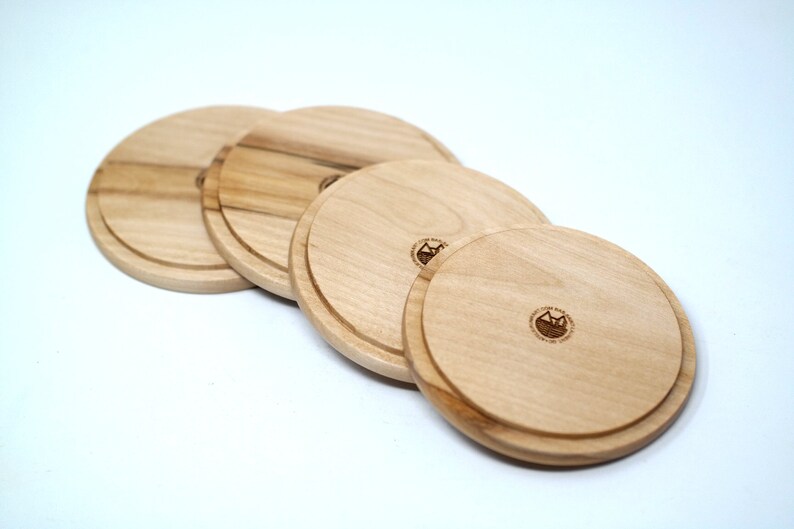 CANADA: TAX INCLUDED / Set of wooden coasters Wooden Mug Coaster and Lid Minimalist wooden coaster Set of four image 5