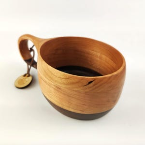 300ml Cherry wood and Black Walnut Kuksa / Nordic style wooden cup / Scandinavian style wooden cup / Tea cup / Travel cup / Wooden mug