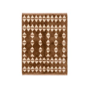 Camel Brown Geometric Moroccan Berber Rug with Triangle Pattern Handmade Beni Mrirt Rug