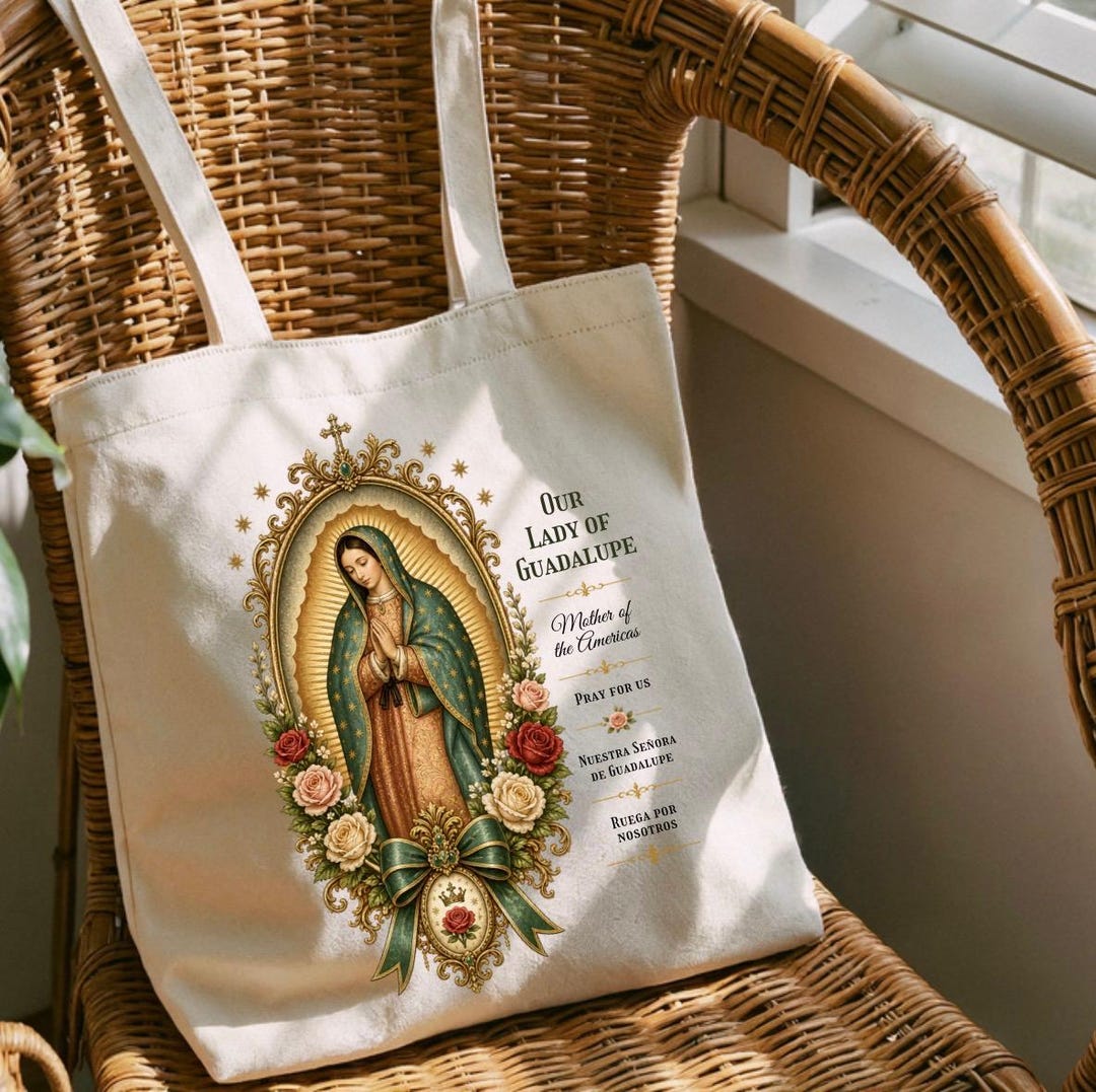 Our Lady of Guadalupe Tote Bag, Catholic Virgin Gift, Religious Canvas ...