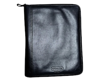 Vintage COACH Legacy Document Portfolio Black Leather Zip Around Case 13.5x11x1