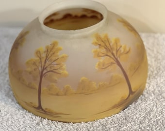 Antique Reverse Hand Painted Scenic 13.75” Glass Lamp Shade Pairpoint Era 6” Fitter