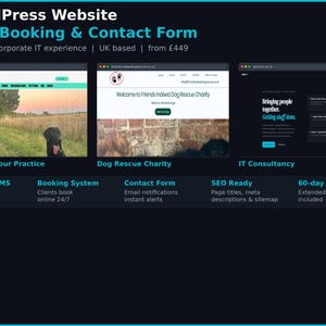 Sitio web WordPress con formulario de reserva / Diseñador web para pequeñas empresas en el Reino Unido
