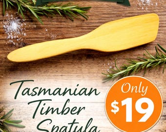 Hand-Carved Tasmanian Huon Pine or Myrtle Spatula – Personalised Kitchen Gift - Free Delivery within Australia