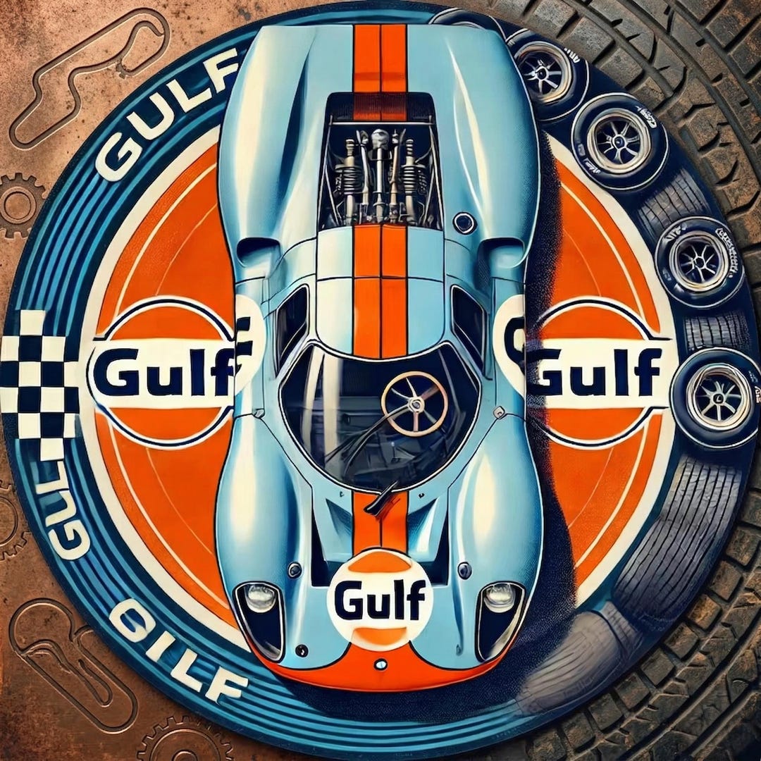Gulf Racing Metal Sign Vintage Ford GT40 Wall Art,retro Garage Decor ...
