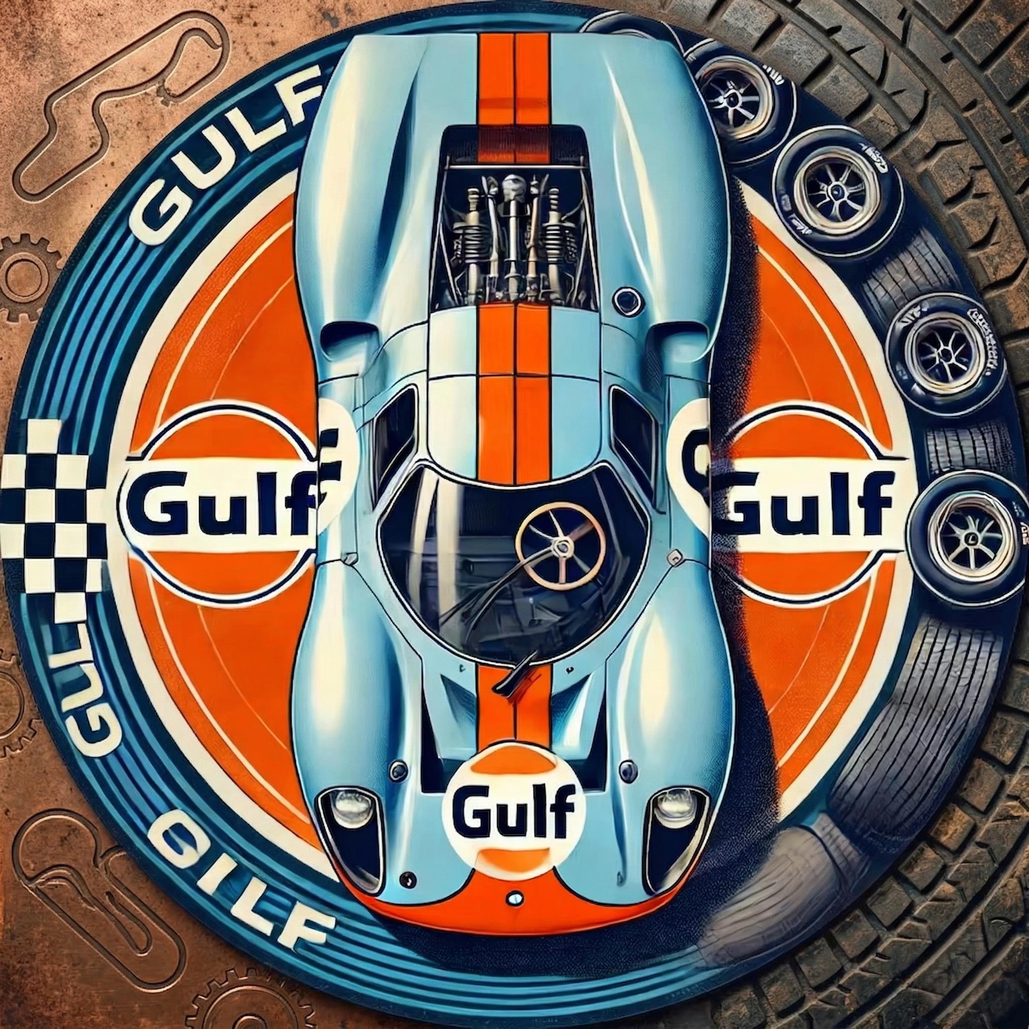 Gulf Racing Metal Sign Vintage Ford GT40 Wall Art,retro Garage Decor ...