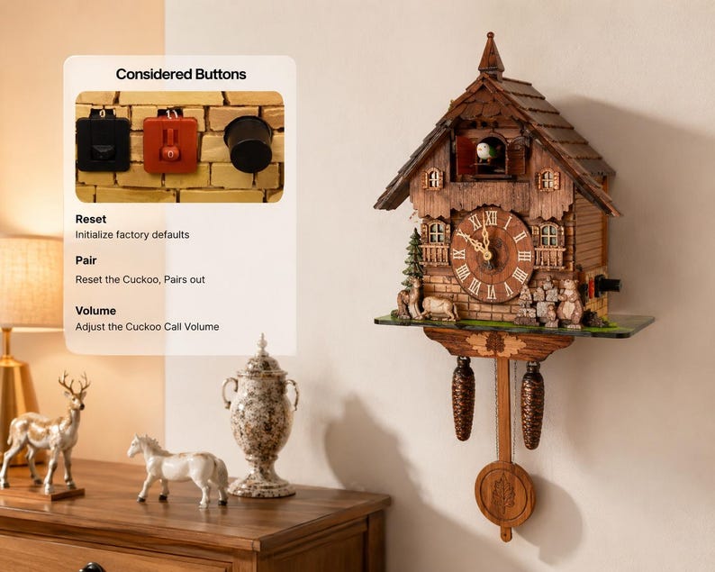 Vintage-Wanduhr aus Holz mit Kuckucksuhr, Schwarzwaldhaus-Pendeluhr, traditionelle Wanddekoration, gemütliches Chalet-Geschenk Bild 3