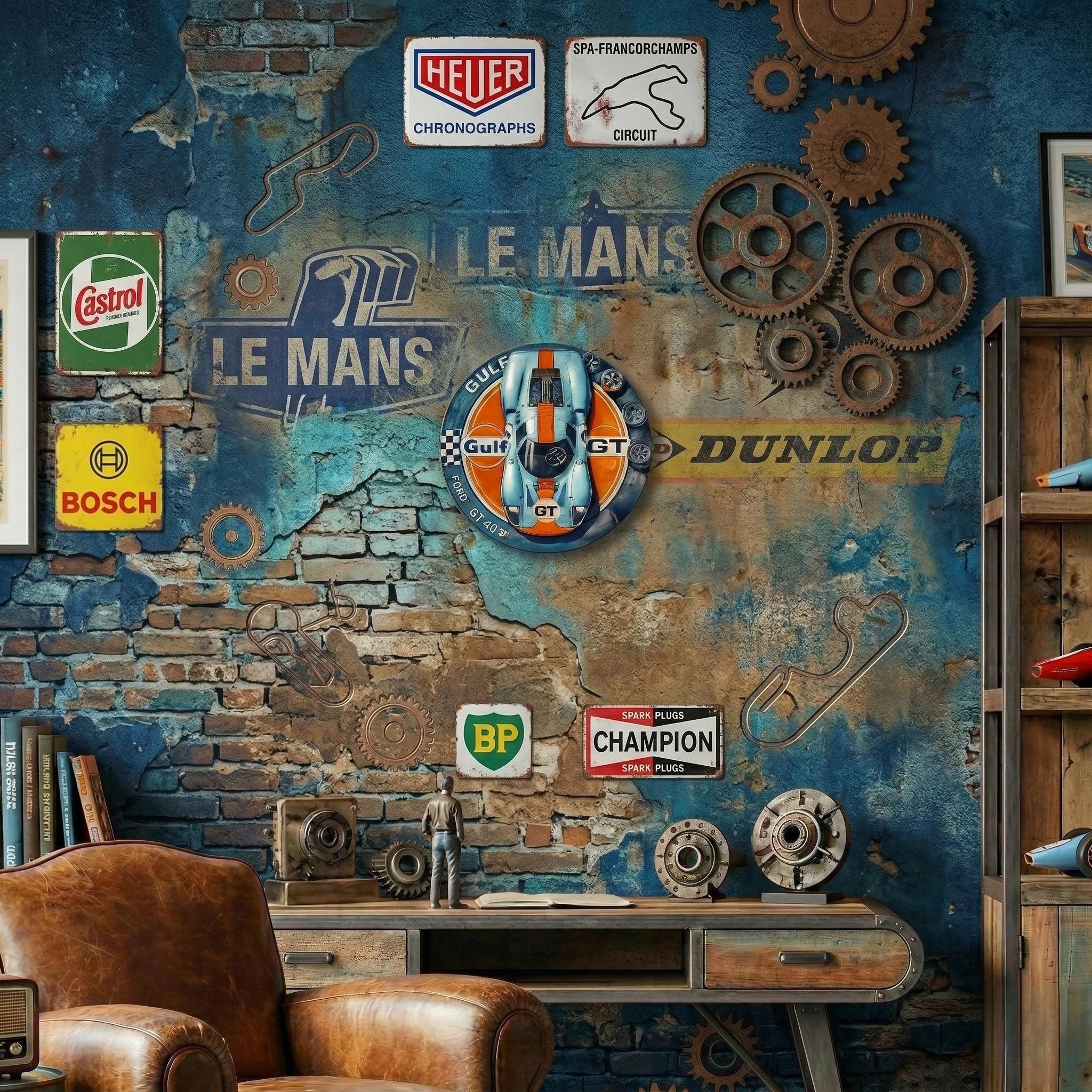 Gulf Racing Metal Sign Vintage Ford GT40 Wall Art,retro Garage Decor ...