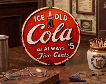Letrero metálico vintage de refresco, decoración de pared retro de cola, arte de pared rústico para cocina, letrero publicitario de estilo antiguo, decoración de pared para bar o pub, regalo para el hogar.