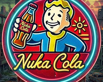Fallout Nuka Cola Metal Sign, Vault Boy Vintage Wall Art, Retro Gaming Room Decor, Post-Apocalyptic Man Cave Sign, Gamer Gift, 12x12 Round