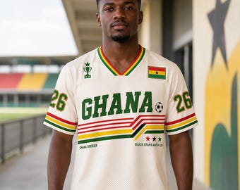 Ghana Black Stars Soccer Jersey, Custom Name Football Shirt, Unisex Apparel