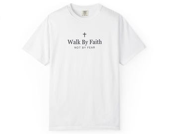 Walk By Faith cross T-Shirt | Christian scripture tee, faith over fear message