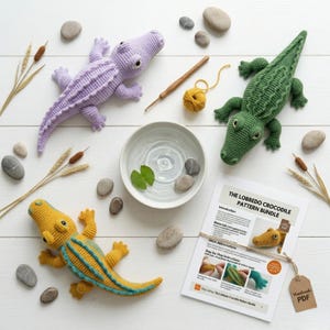Virkat krokodilmönster PDF | Amigurumi krokodil | Enkel gör-det-själv-virkad leksak | Direkt nedladdning