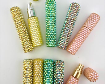 Hand-Embellished Rhinestone Travel Perfume Atomizer | Refillable 10ml Spray Bottle