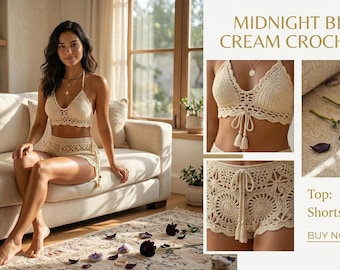 Coastal Crochet Bikini Set Pattern, Bralette & Shorts PDF, Beachwear Summer Outfit (Digital Download)