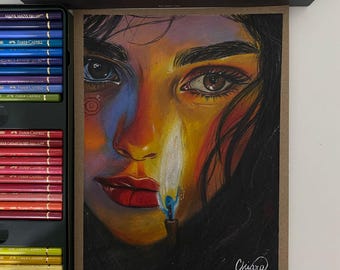 Custom handmade vibrant portrait (original artwork), Personalized Colorful Portrait (from Photo)