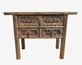 Vintage Shanxi Entry Table with Three Storage Drawers