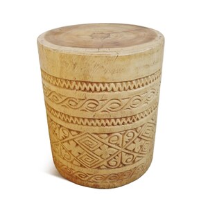 Handmade Java Side Table Stand - Unique Carved Wood Finish image 2