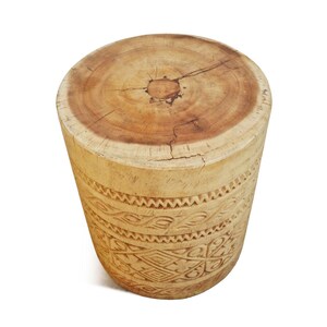 Handmade Java Side Table Stand - Unique Carved Wood Finish image 3