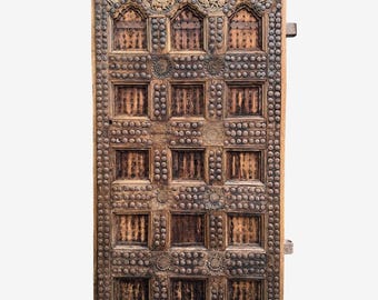 Antique India Door - Intricate Carved Wood & Iron - Unique Home Decor