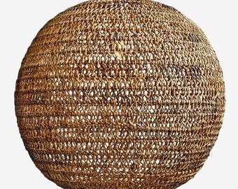 XL Braided Banana Leaf Globe Lantern - Natural Pendant Light