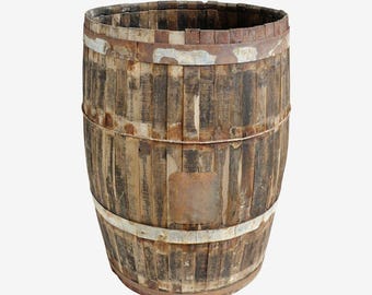 Vintage Teak Wood & Iron Barrel - Unique Display Piece or Bar Table